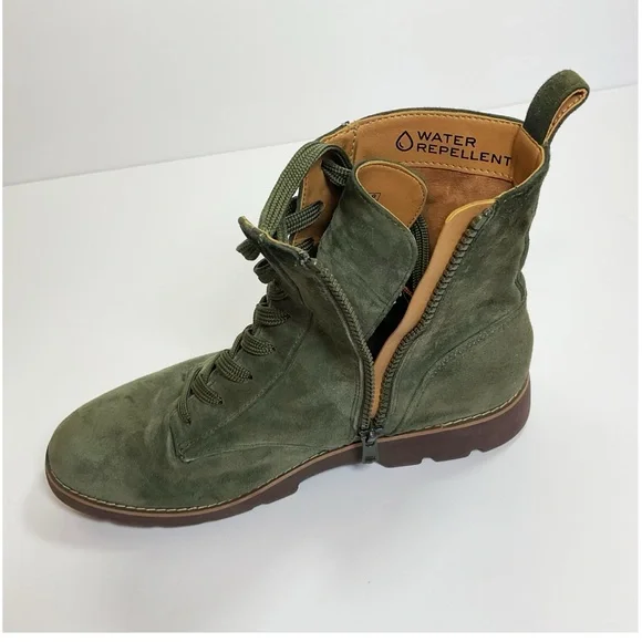 Vionic Lani Green Suede Lace Up Combat Style Boots - Picture 5 of 7